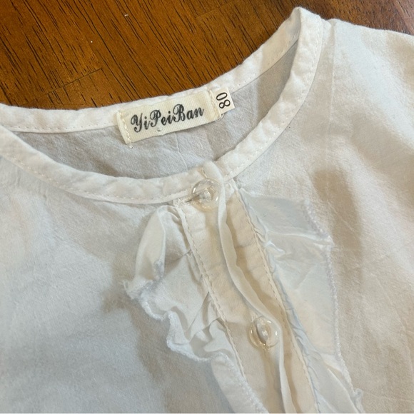 Olive Green Button Skirt & White Ruffle Top | Size 80 (12–18m, fits up to 24m) - Picture 8 of 10